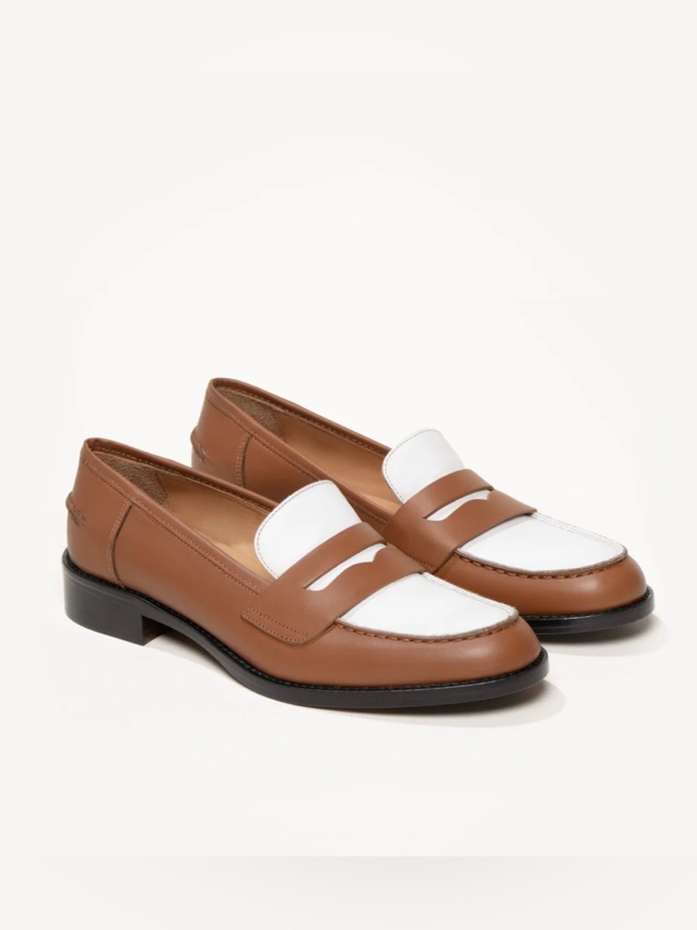 M. Gemi The Tosca Penny Loafer Tan and White EU 35.5 US 5.5
